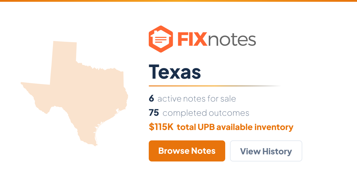 Non-Performing Mortgage Notes for Sale in Texas | FIXnotes