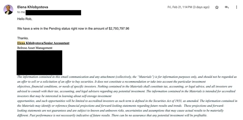 Email testimonial from Elena