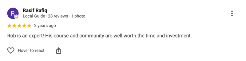 Google review from Rasif Rafiq