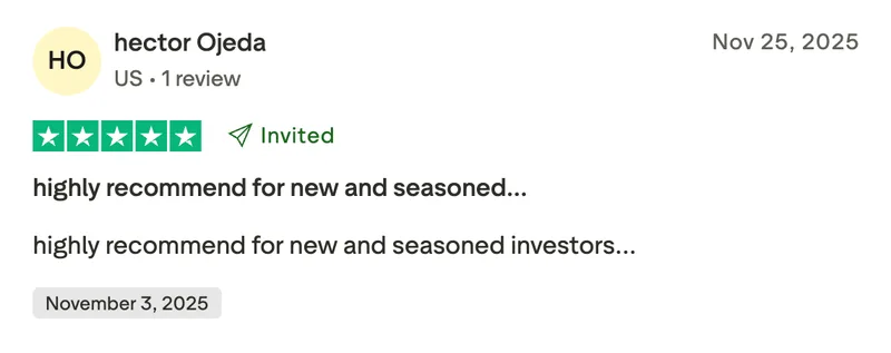 Trustpilot review from hector Ojeda